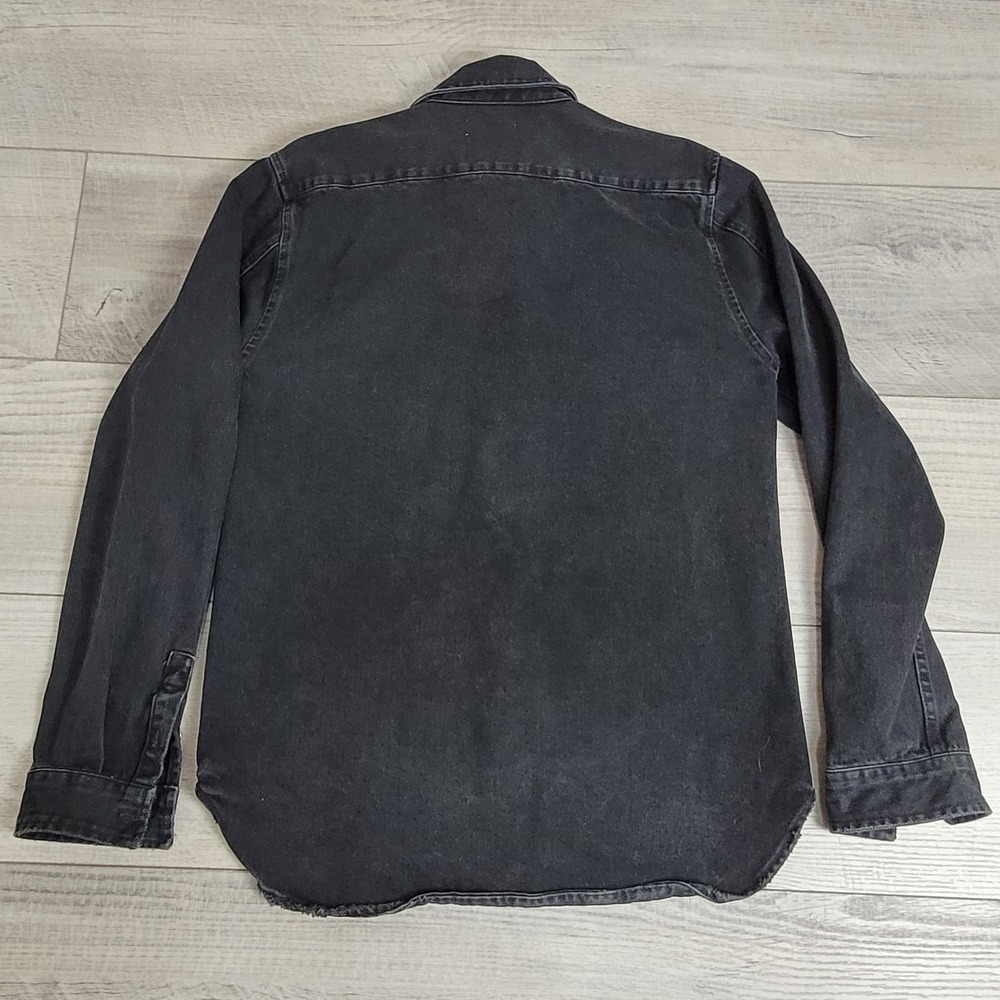 🧥IRO ROEL Shacket Men's L Denim Shirt Jacket Overshirt Black Grunge Streetwear - Picture 13 of 16